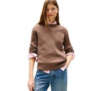 Tommy Hilfiger Pull Femme Cable Fine Torsadé, Marron (Hot Coco), M
