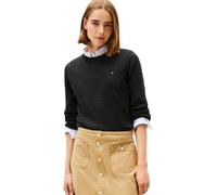 Tommy Hilfiger Pull Femme Cable Fine Torsadé, Noir (Black), L