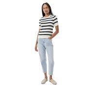 Tommy Hilfiger Pull Femme Cable Manches Courtes, Multicolore (Ivory Silk/Dark Night Navy STP), XL