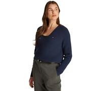 Tommy Hilfiger Pull Femme Cardi Fine Col en V, Bleu (Dark Night Navy), L
