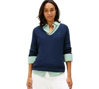 Tommy Hilfiger Pull Femme Cardi Fine Col en V, Bleu (Dark Night Navy), XXS