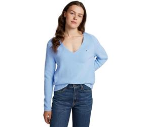 Tommy Hilfiger Pull Femme Cardi Fine Col en V, Bleu (Vessel Blue), S