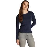 Tommy Hilfiger Pull Femme Co Cable Col Ras-du-Cou, Bleu (Dark Night Navy), XL