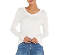 Tommy Hilfiger Pull Femme Co Jersey Stitch Sweater Col en V, Blanc (Ecru), L