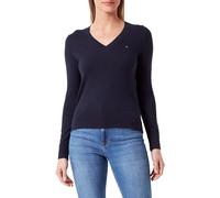 Tommy Hilfiger Pull Femme Co Jersey Stitch Sweater Col en V, Bleu (Desert Sky), XS