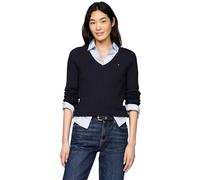 Tommy Hilfiger Pull Femme Col en V, Bleu (Desert Sky), XXS