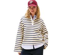 Tommy Hilfiger Pull Femme Gold Button Terry avec Col Pointu, Multicolore (Country Ivory/Dark Night Navy STP), XXL