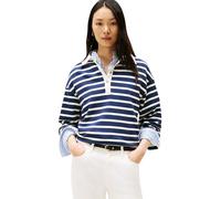 Tommy Hilfiger Pull Femme Gold Button Terry avec Col Pointu, Multicolore (Dark Night Navy/Ivory Silk STP), S