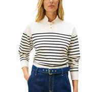 Tommy Hilfiger Pull Femme Jersey Gold avec Col Cheminée, Blanc (Placed Thin Navy STP Sweaters), XS