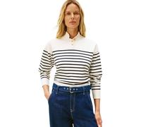 Tommy Hilfiger Pull Femme Jersey Gold avec Col Cheminée, Blanc (Placed Thin Navy STP Sweaters), XXL