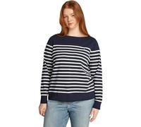 Tommy Hilfiger Pull Femme Jersey Stitch avec Col Bateau, Multicolore (Dark Night Navy/Ivory Petal Stp), 50