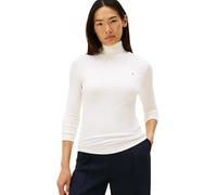 Tommy Hilfiger Pull Femme Slim Rib Col Roulé, Blanc (Ivory Silk), 3XL