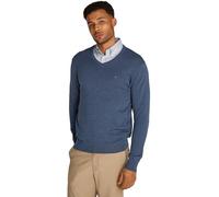 Tommy Hilfiger Pull Homme Essential Cotton Col en V, Bleu (Aegean Sea Heather), S