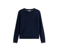 Tommy Hilfiger Pull Femme Jersey Fine avec Col Ras-du-Cou, Bleu (Dark Night Navy GS), S