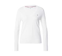 Tommy Hilfiger Pull Femme Co Jersey Stitch Sweater, Col en V, Blanc (écru), L