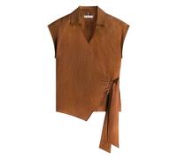 Tommy Hilfiger - Pure Linen Wrap Knot Sleeveless Blouse - Femme - Blouses et Chemises - Brun - Taille: 38 FR