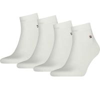 TOMMY HILFIGER Quarter Chaussettes Hommes, Lot de 4 - Sneaker, Unicolore, 39-49 Blanc 39-42