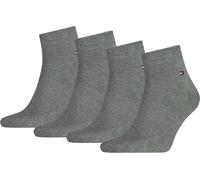 TOMMY HILFIGER Quarter Chaussettes Hommes, Lot de 4 - Sneaker, Unicolore, 39-49 Gris 39-42