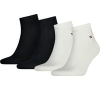 TOMMY HILFIGER Quarter Chaussettes Hommes, Lot de 4 - Sneaker, Unicolore, 39-49 Noir/Blanc 43-46