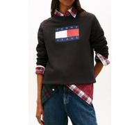 Tommy Hilfiger Regular Flag Crew Black Taille: XL | Pulls Outlet | Femme | Le Noir