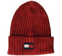 Tommy Hilfiger Bonnet côtelé pour Homme, Écusson Drapeau Rouge, Taille Unique