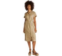 Tommy Hilfiger Robe-Chemise Femme Linen Belted Manches Courtes, Marron (Camel), 42