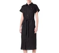 Tommy Hilfiger Robe-Chemise Femme Linen Belted Manches Courtes, Noir (Black), 38