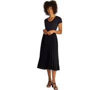 Tommy Hilfiger Robe Femme Contrast Soft Pleat Fit & Flare, Noir (Black), L