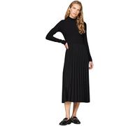 Tommy Hilfiger Women Rib Mix F&F Pleated Dress LS WW0WW44176 Black (Black) L