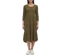 Tommy Hilfiger Robe midi à Rayures à Volants pour Femme, Olive foncé, XX-Large