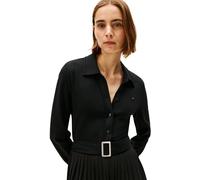 Tommy Hilfiger Robe Polo Femme Interlock Mix Media avec Ceinture, Noir (Black), XS