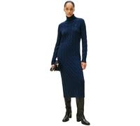 Tommy Hilfiger Robe-Pull Femme Soft Wool Cable avec Col Montant, Bleu (Dark Night Navy), L