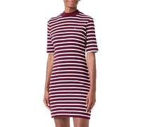 Tommy Hilfiger Robe T-Shirt Femme Slim Cody Dress Col Roulé Mock, Multicolore (Breton STP Deep Rouge/Ecru), L