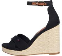Tommy Hilfiger Sandales à Talon Haut Compensé Femme Flag High Crisscross à Bride Cheville, Noir (Black), 36
