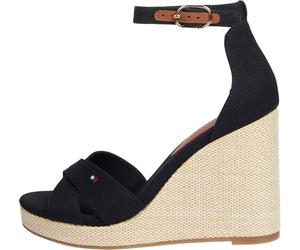 Tommy Hilfiger Sandales à Talon Haut Compensé Femme Flag High Crisscross à Bride Cheville, Noir (Black), 38