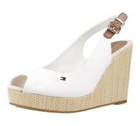 Tommy Hilfiger Sandales Compensées Femme Iconic Elena Sling Back Talon Compensé, Blanc (Ecru), 41