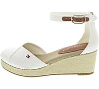 Tommy Hilfiger Sandales compensées pour femme de marque, modèle Flag Closed Toe Mid Wedge FW0FW08657, fabriqué en coton.