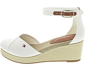 Tommy Hilfiger Sandales compensées pour femme de marque, modèle Flag Closed Toe Mid Wedge FW0FW08657, fabriqué en coton.