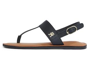 Tommy Hilfiger Sandales Femme Leather Thong Tongs, Noir (Black), 40
