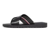 Tommy Hilfiger Sandales Homme Core Criss en Cuir, Noir (Black), 46