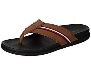 Tommy Hilfiger Sandales Homme Style Tong Leather Toe Post Sandal Cuir, Marron (Winter Cognac), 40 EU