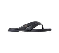 Tommy Hilfiger - Sandales plates en cuir à entre-doigt - Femme - Chaussures - Noir - Taille: 36 EU