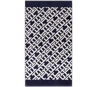Tommy Hilfiger, Serviette de plage ou piscine Maxi éponge de pur coton chenille Spirit Navy 90 x 170 cm