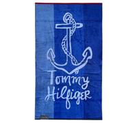 Tommy Hilfiger Serviette de plage pour piscine de plage Maxi en éponge de pur coton chenillé Motif : Seaside B1 Taille : 90 x 160 cm
