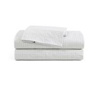 Tommy Hilfiger - Sheet Set, Cotton Percale Bedding with Matching Pillowcase, Crisp & Cool, Premium Quality Home Essentials (New England Plaid Beige, Twin)