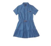 Tommy Hilfiger Short Sleeve Lightweight Denim Dress, Collared with Cinched Waist Robe décontractée, Highline Wash, 8-10 Fille