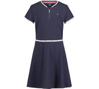 Tommy Hilfiger Short Sleeve Sporty Flag Taping Dress, Classic Style with Logo Design & Trim Robe décontractée, Fermeture éclair Bleu Marine, 3 Ans Fille
