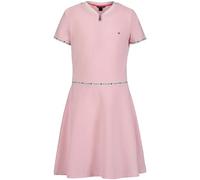 Tommy Hilfiger Short Sleeve Sporty Flag Taping Dress, Classic Style with Logo Design & Trim Robe, Fermeture éclair Rose Rouge, 10 pour Filles