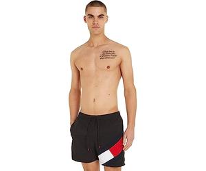 Tommy Hilfiger Shorts De Bain pour Hommes Drapeau Tordu, Noir Grande