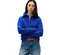 Tommy Hilfiger - soft wool cable 1/2 zip ls swt - Taille: XXS-Couleur fournisseur: Cobalt - Femme - Pulls - Bleu - Taille: 38 FR